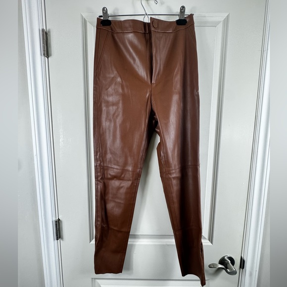 ZARA Hi-Rise Faux Leather Leggings – Brown (Size L) - Picture 9 of 9